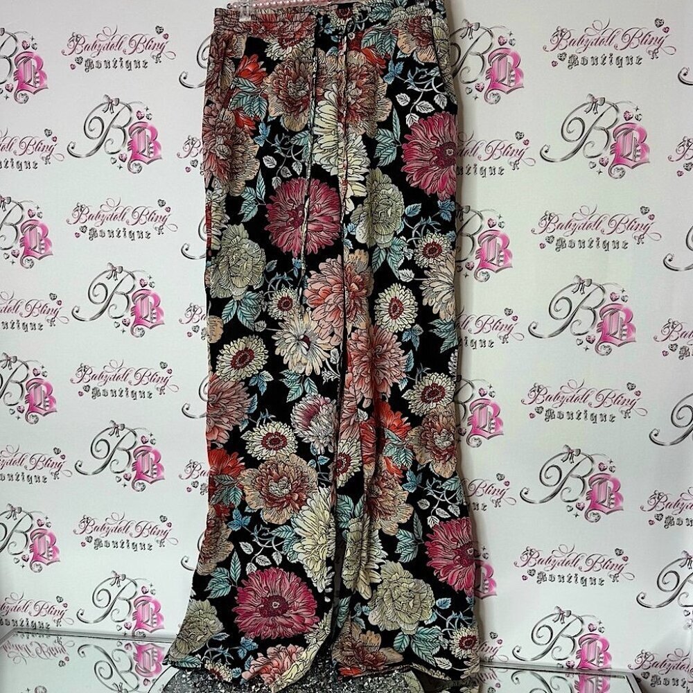 Buffalo David Bitton pants wide leg flowy flowers comfy boho Floral Patterned